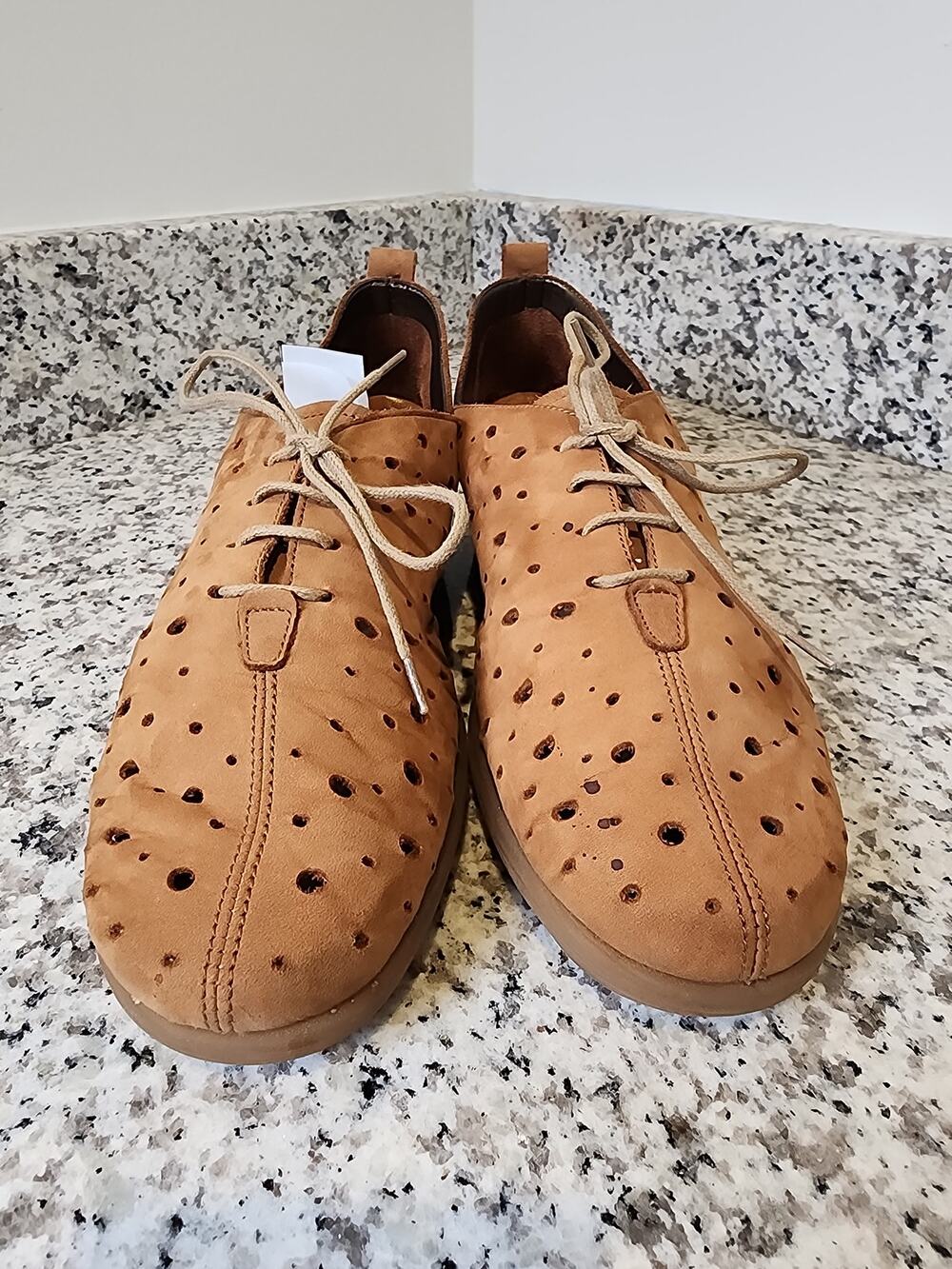 The Flexx Size 9 Lace Up Oxford Brown Perforated Leather Comfort 40.5 EU